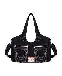 True Religion Horseshoe Stitch Black Satchel Bag