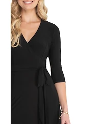 Kiyonna Women's Essential Wrap Dress with 3/4 Sleeves
