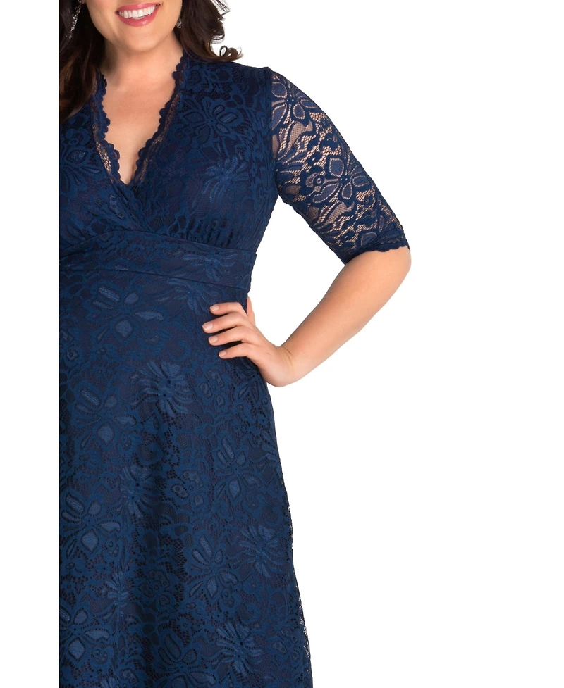 Kiyonna Plus Mademoiselle Lace Cocktail Dress with Sleeves