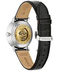 Bulova Men's Classic Frank Sinatra Rat Pack Automatic Black Leather Strap Watch 40mm