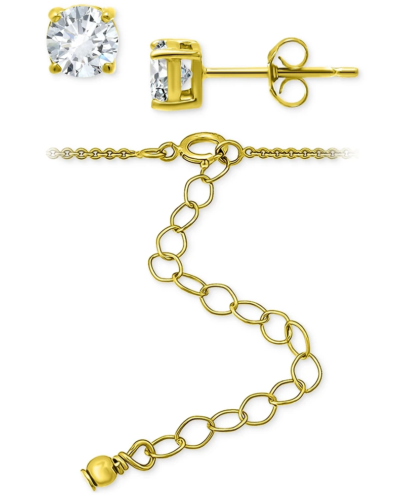 Giani Bernini 2-Pc. Set Cubic Zirconia Circle Pendant Necklace & Stud Earrings, Created for Macy's