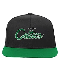 Big Boys and Girls Mitchell & Ness Black Boston Celtics Team Script Snapback Hat