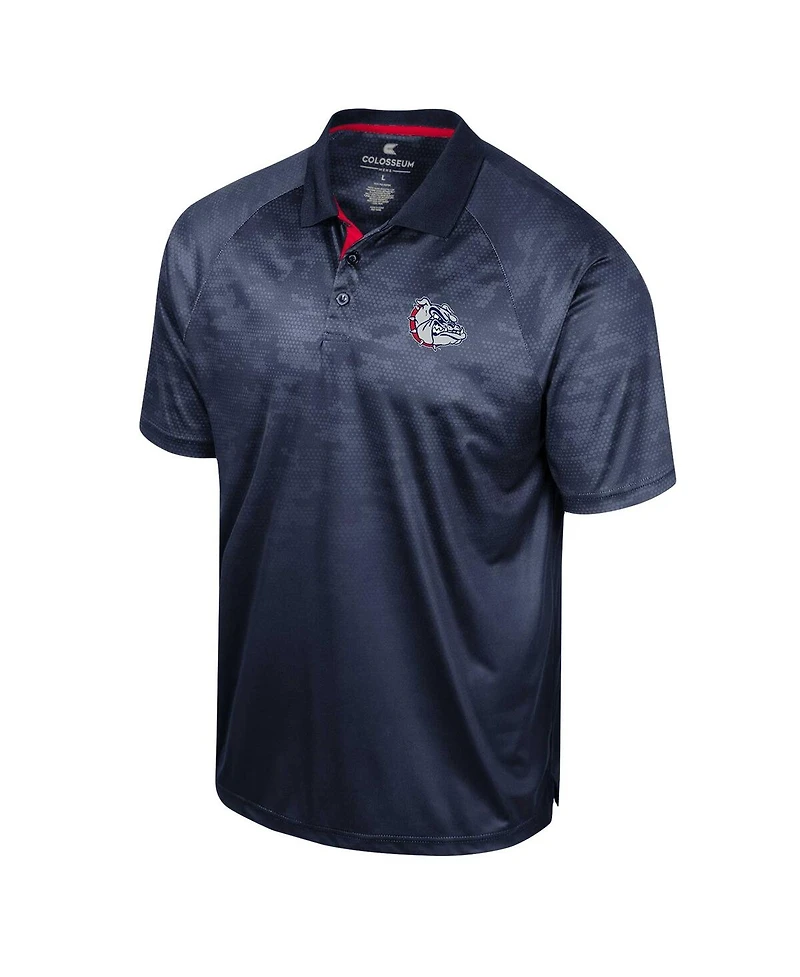 Men's Colosseum Navy Gonzaga Bulldogs Honeycomb Raglan Polo Shirt