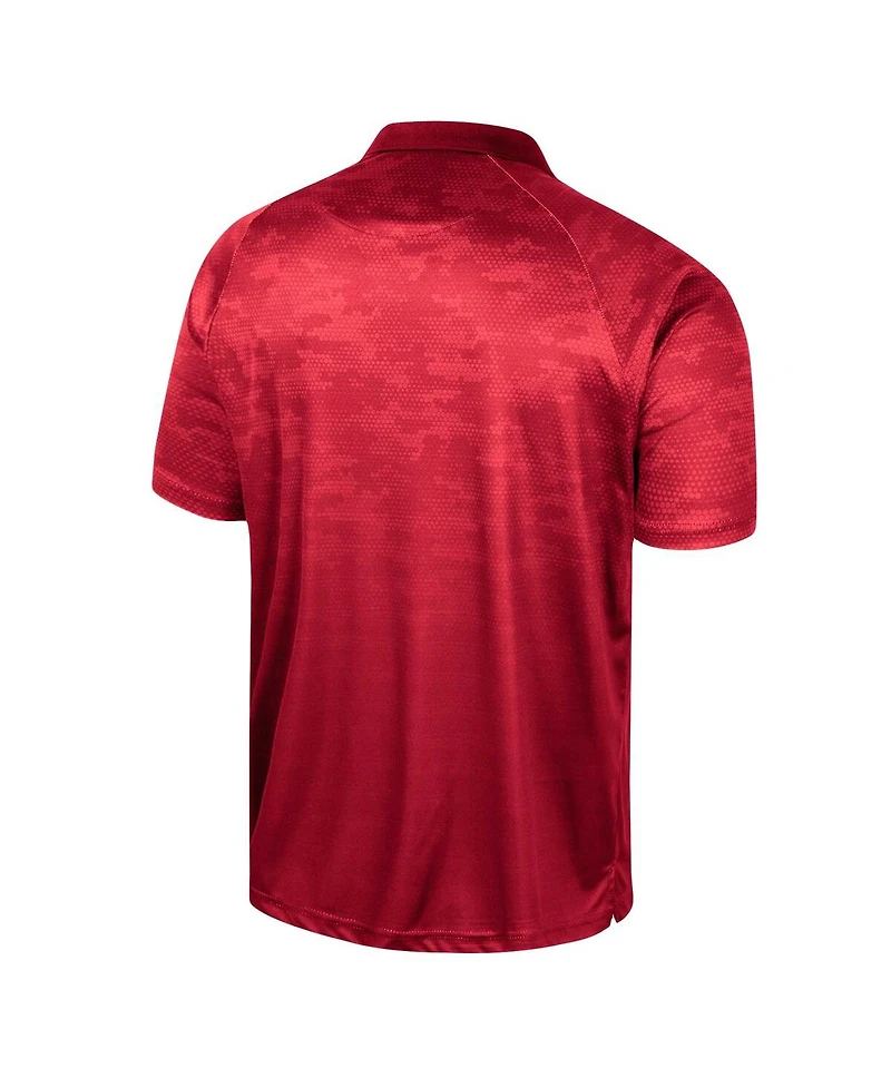 Men's Colosseum Scarlet Nebraska Huskers Honeycomb Raglan Polo Shirt