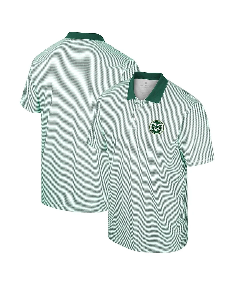 Men's Colosseum White Colorado State Rams Print Stripe Polo Shirt