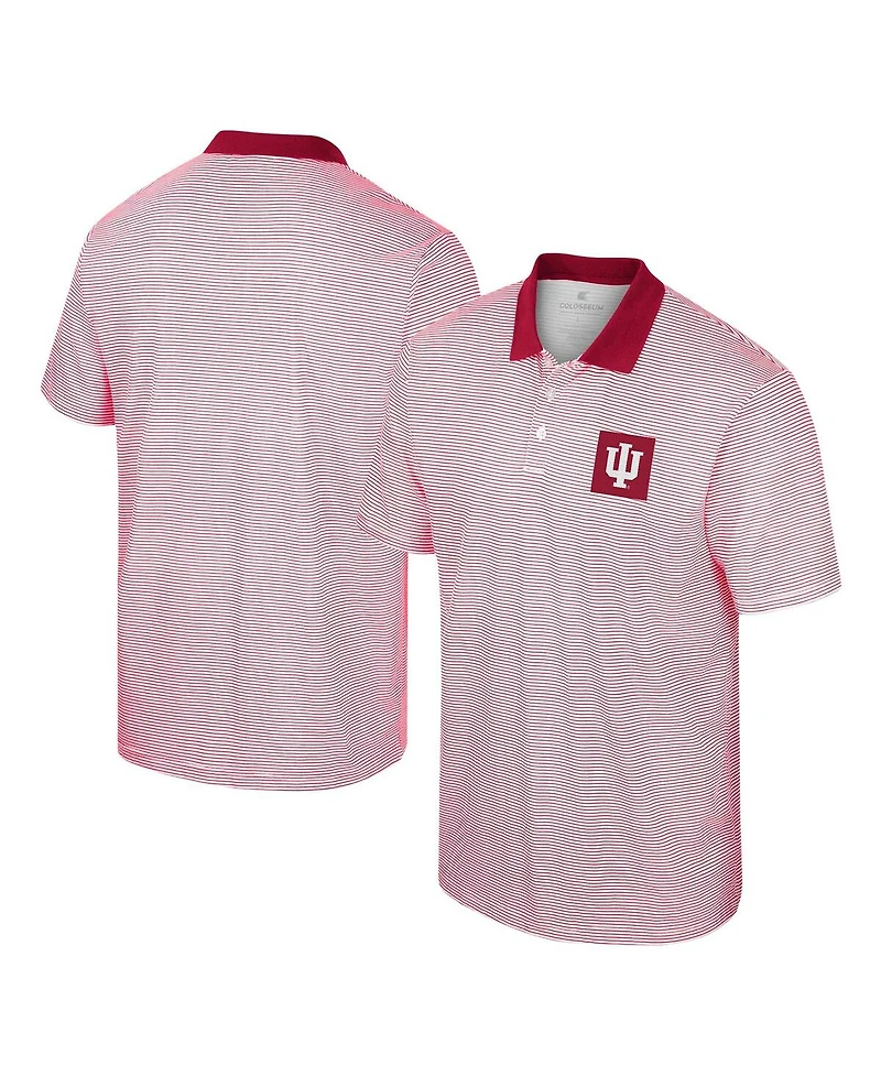 Men's Colosseum White Indiana Hoosiers Print Stripe Polo Shirt