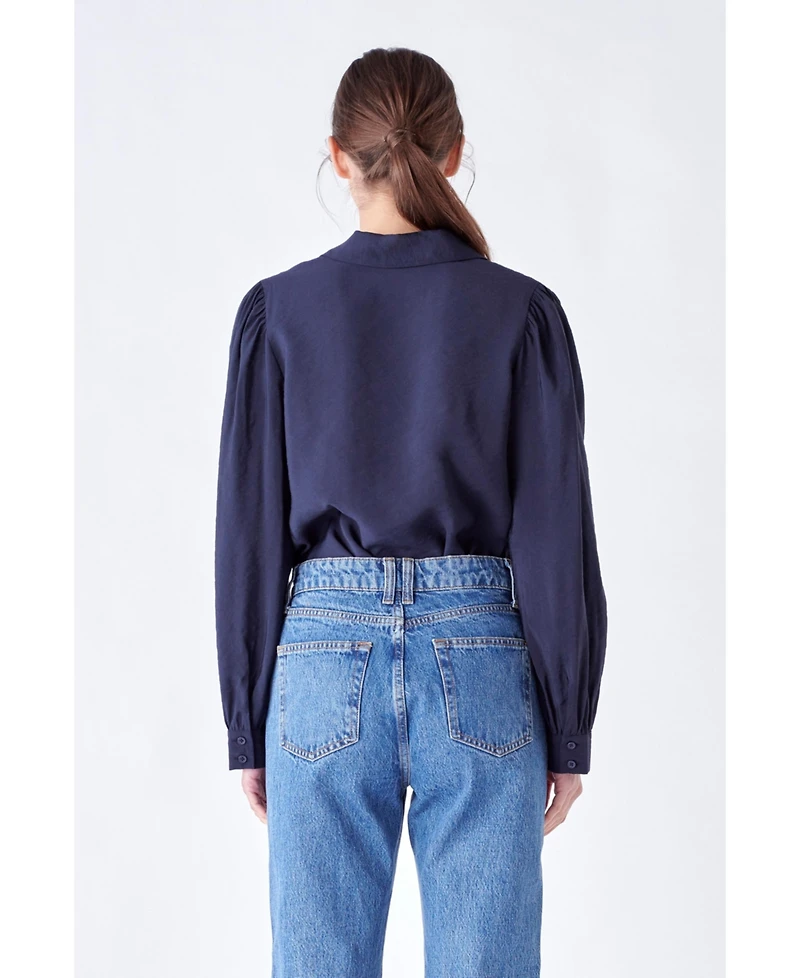 English Factory Women's Scallop Collared Dress Shirt