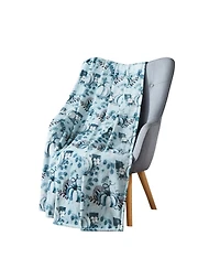 Kate Aurora Coastal Autumn Harvest Teal Halloween Pumpkin Patch Plush Oversized Accent Throw Blanket - 50 In. W X 70 In. L