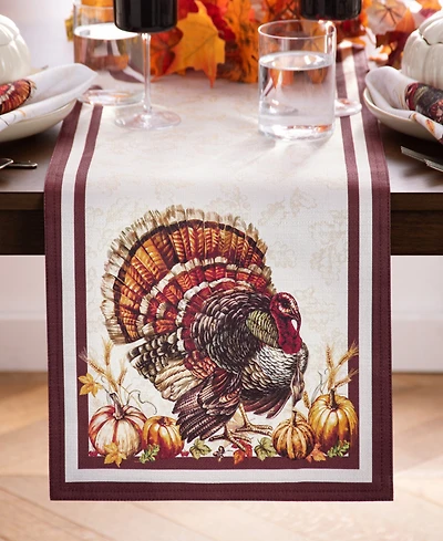 Elrene Autumn Heritage Turkey Engineered Table Runner, 13" x 70"