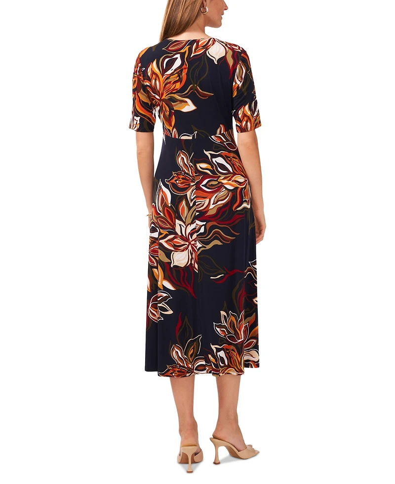 Msk Women's Printed Button-Front Midi Dress