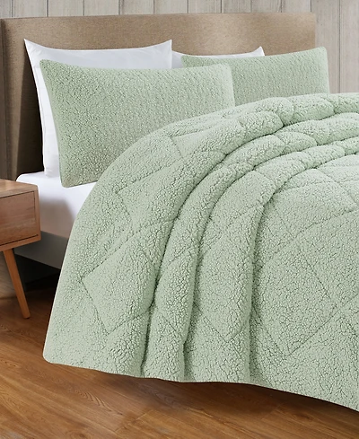Closeout! Videri Home Cozy Sherpa 3 Piece Comforter Set, Full/Queen