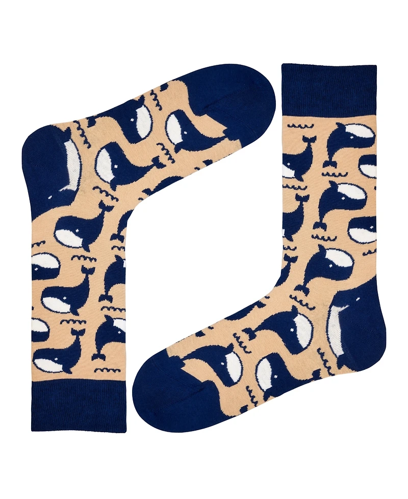 Love Sock Company Men's Whale Novelty Colorful Unisex Crew Socks with Seamless Toe Design, Pack of 1