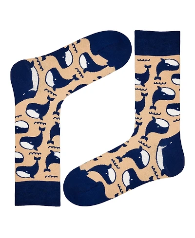 Love Sock Company Men's Whale Novelty Colorful Unisex Crew Socks with Seamless Toe Design, Pack of 1