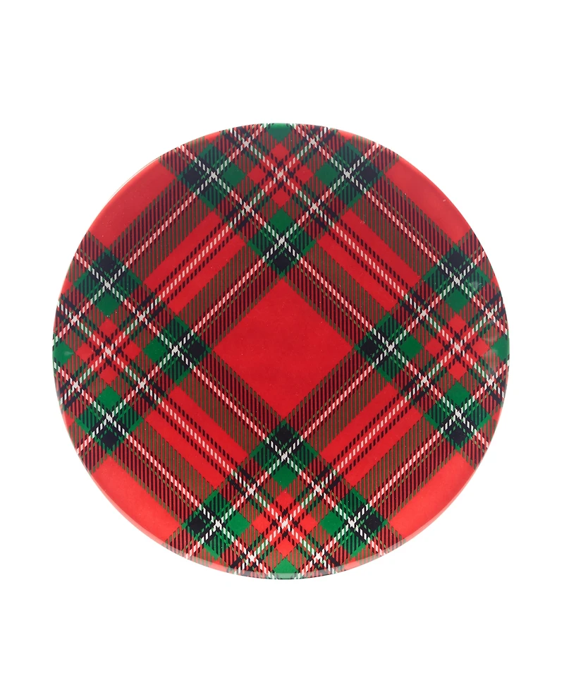 Certified International Christmas Plaid 11" Set of 6 Salad Plate