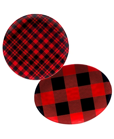Certified International Buffalo Plaid 2 Piece Platter Set