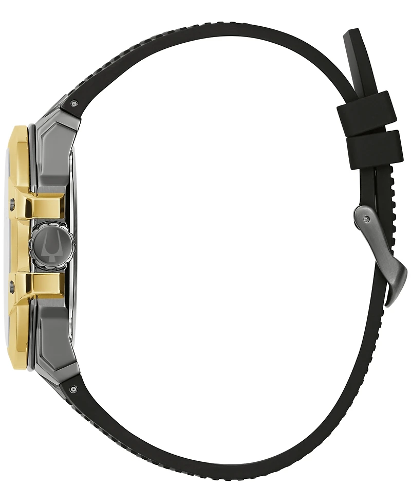 Bulova Men's Marc Anthony Automatic Chronograph Maquina Black Silicone Strap Watch 46mm