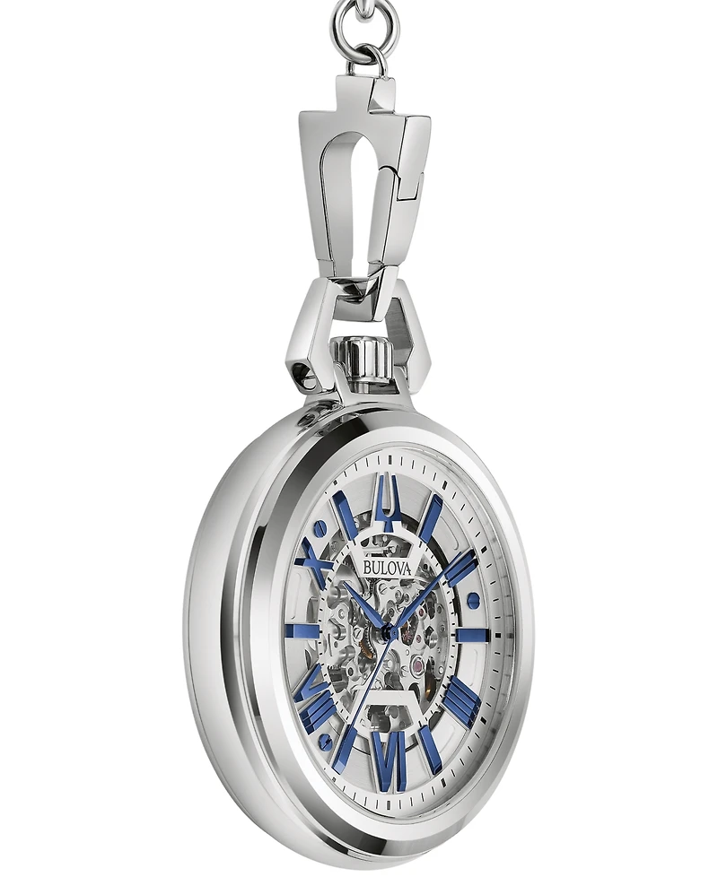 Bulova Men's Automatic Classic Sutton Stainless Steel Chain Pocket Watch 50mm