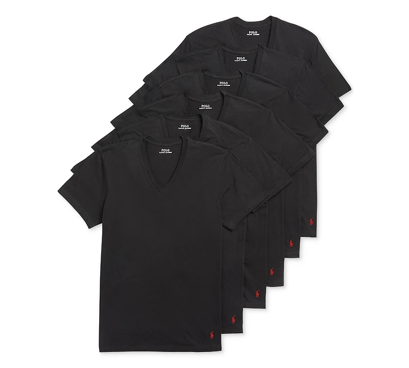 Polo Ralph Lauren Men's 5+1 Free Bonus Pack Cotton Classic-Fit V-Neck Undershirts
