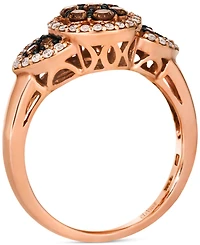Le Vian Chocolate Diamond & Nude Diamond Halo Cluster Ring (5/8 ct. t.w.) in 14k Rose Gold
