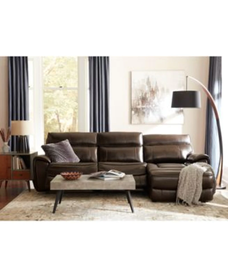 Closeout Hutchenson Zero Gravity Leather Sectional Collection Created For Macys