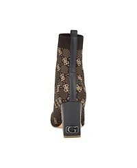 Guess Women's Yonel Block Heel Stretch Knit Logo Dress Booties