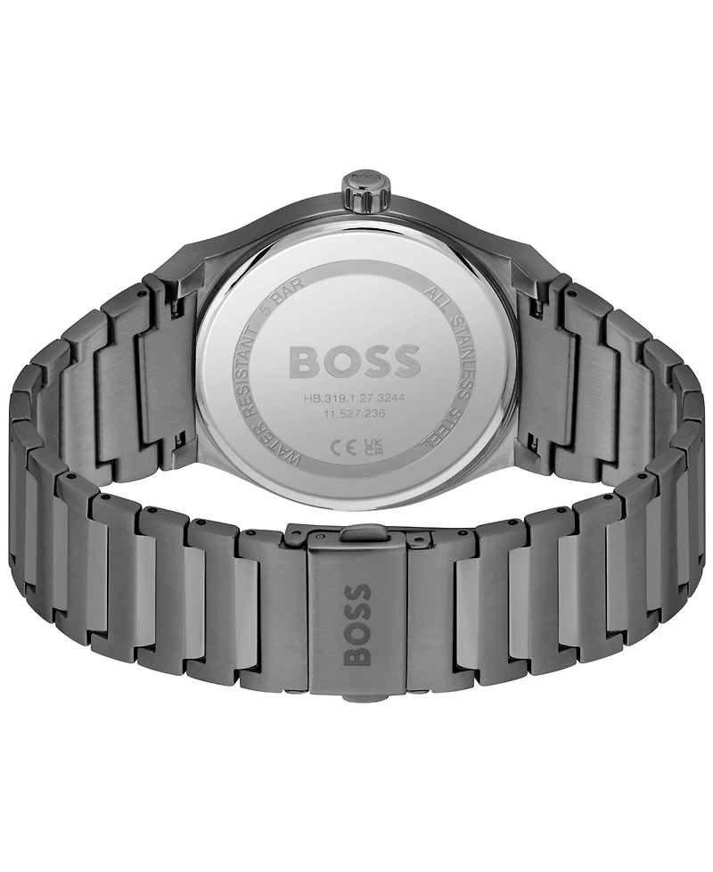 Hugo Boss Men's Candor Quartz Basic Calendar Ionic Plated Gray Steel Watch 41mm