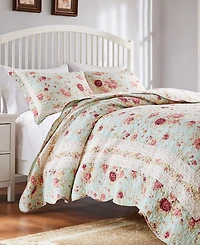 Greenland Home Fashions Antique Rose 100% Cotton Reversible Piece Quilt Set