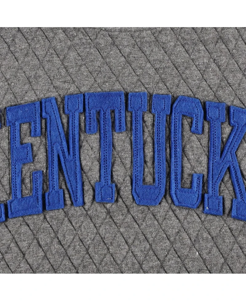 Women's Pressbox Heather Charcoal Kentucky Wildcats Moose Quilted Pullover Sweatshirt