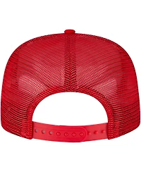 Men's New Era White, Scarlet San Francisco 49ers Striped A-Frame 9FIFTY Trucker Snapback Hat