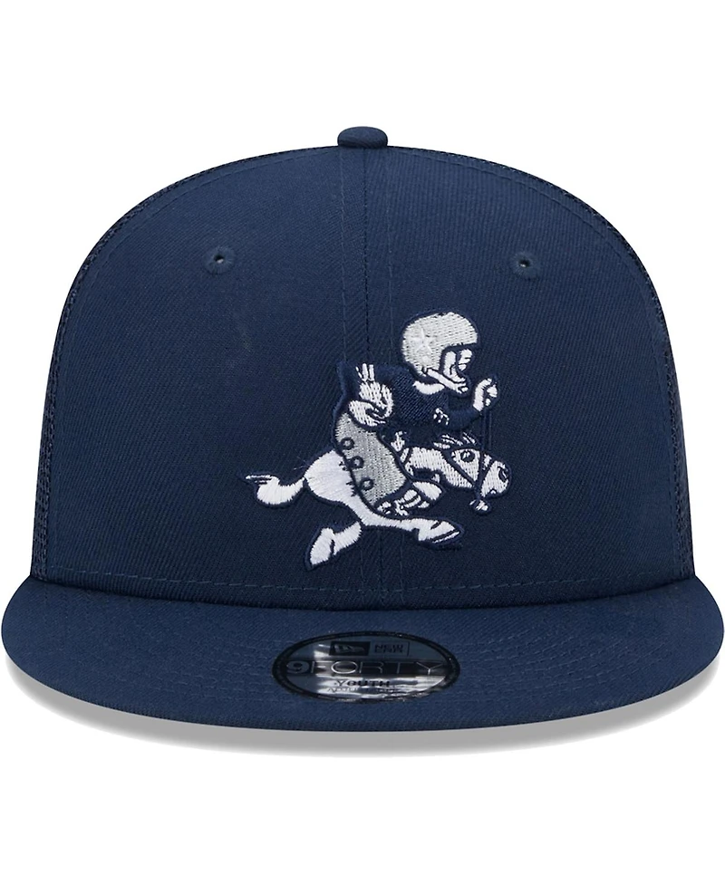 Big Boys and Girls New Era Navy Dallas Cowboys Retro Joe Main Trucker 9FIFTY Snapback Hat