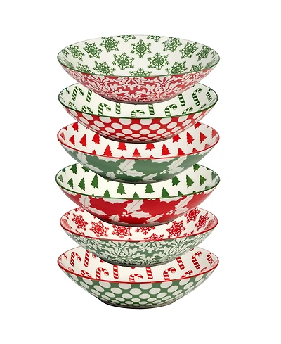 Certified International Winter Medley 40 oz Soup Bowls Set of 6, Service for 6