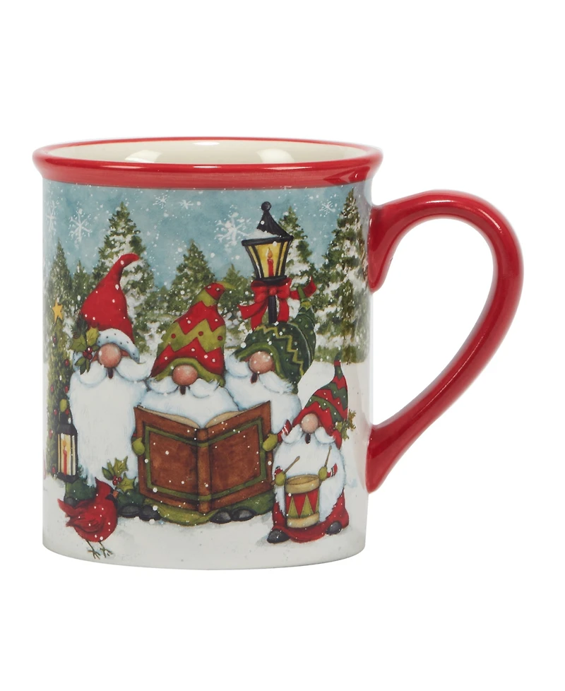 Certified International Christmas Gnomes 16 oz Mugs Set of 4, Service for 4