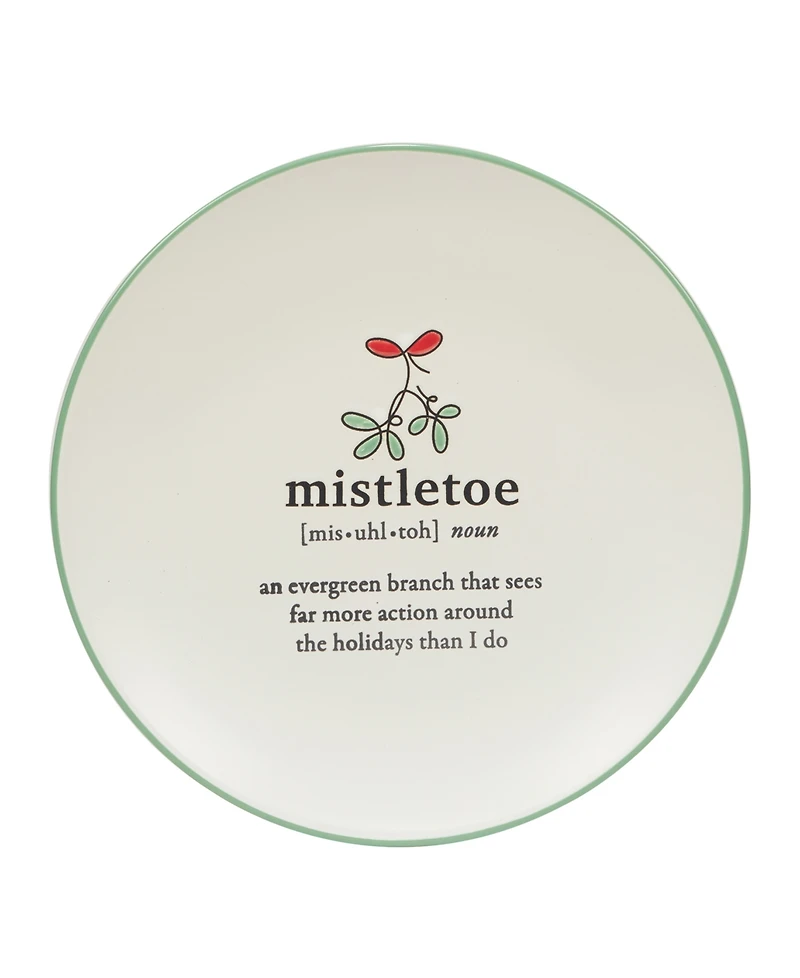 Certified International Christmas Fun Green Sayings 8.5" Dessert Plates Set of 6
