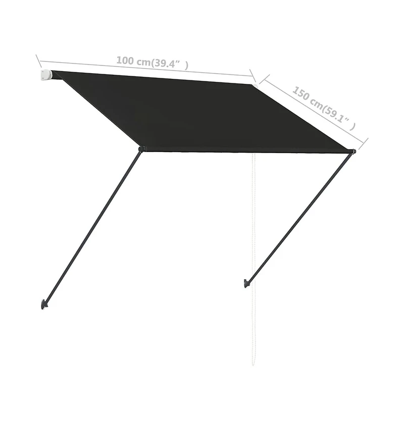 Retractable Awning with Led 39.4"x59.1" Anthracite