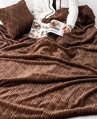 Battilo Cozy Carved Wave Faux Fur Throw, 60" x 80"