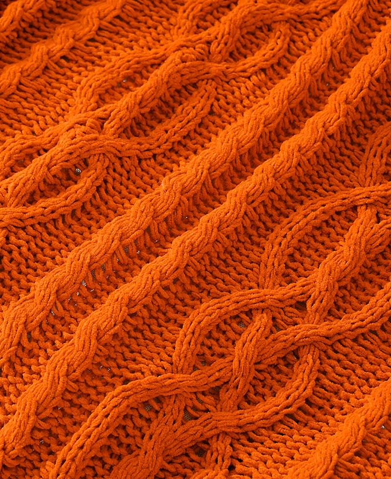 Battilo Lifestyle Cable Knit Chenille Throw, 51" x 67"