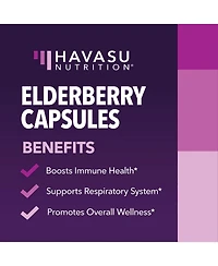 Elderberry Vitamins, Immune System Support Capsules, Havasu Nutrition, 60ct