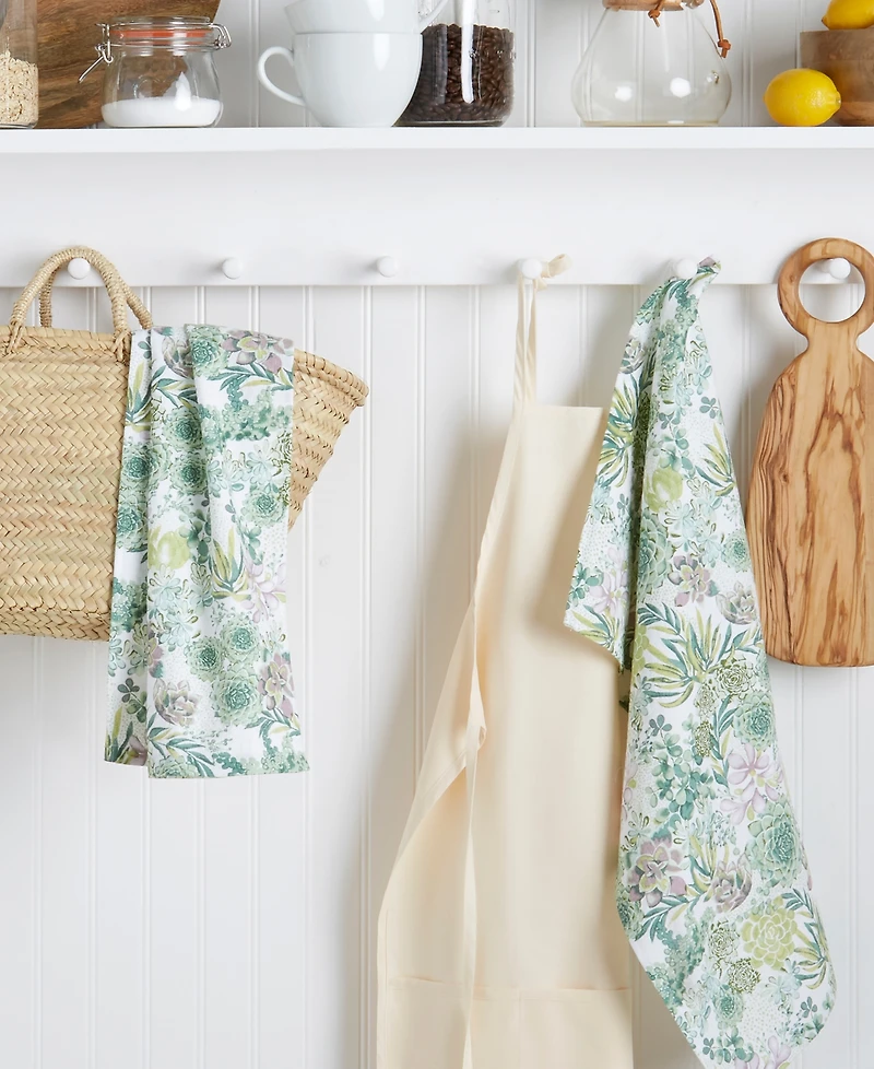 Martha Stewart Succulents Dual Purpose Kitchen Towel 2-Pack Set, 16" x 28"