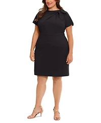 London Times Plus Bow-Neck Sheath Dress