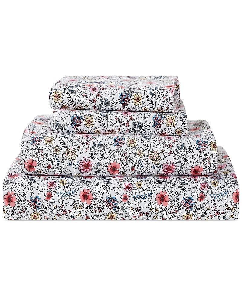 Sunham Microfiber Easy Care Printed -Pc. Sheet Set