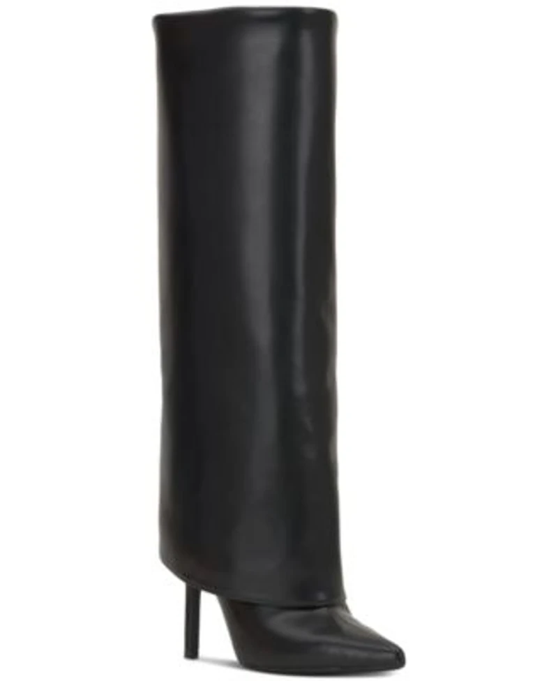 I.N.C. International Concepts Womens Skylar Fold Over Cuffed Dress Boots Created For Macys Regular Wide Calf