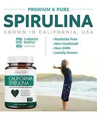 Healths Harmony Spirulina Capsules, Green Superfoods for Natural Energy and Metabolic Health, Health's Harmony, 120ct