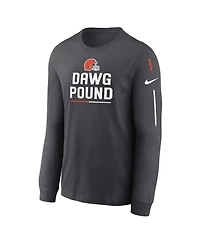 Men's Nike Anthracite Cleveland Browns Team Slogan Long Sleeve T-shirt