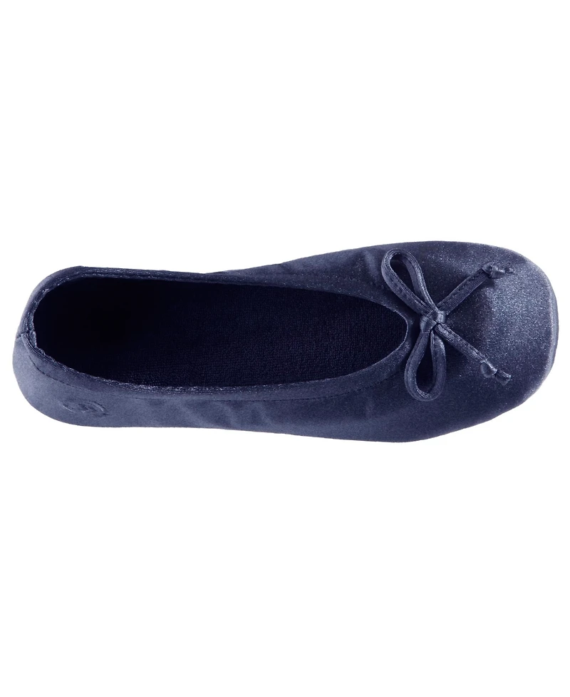 Isotoner Signature Women's Satin Ballerina Slippers with Bow