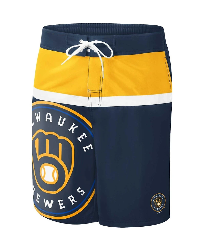 Men's G-iii Sports by Carl Banks Navy Milwaukee Brewers Sea Wind Swim Shorts