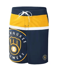Men's G-iii Sports by Carl Banks Navy Milwaukee Brewers Sea Wind Swim Shorts