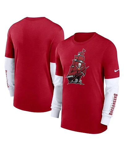 Men's Nike Heather Red Tampa Bay Buccaneers Slub Fashion Long Sleeve T-shirt