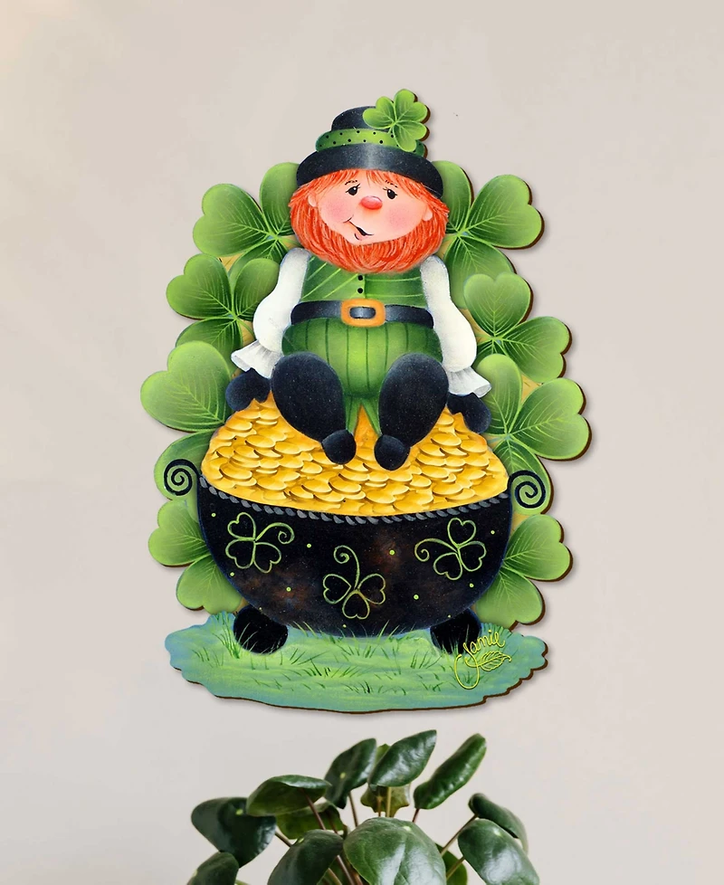 Designocracy Holiday Wooden Wall Decor Door Decor Lepricon's Pot Full of Gold J. Mills-Price