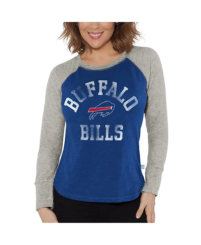 Women's G-iii 4Her by Carl Banks Royal, Heather Gray Buffalo Bills Waffle Knit Raglan Long Sleeve T-shirt