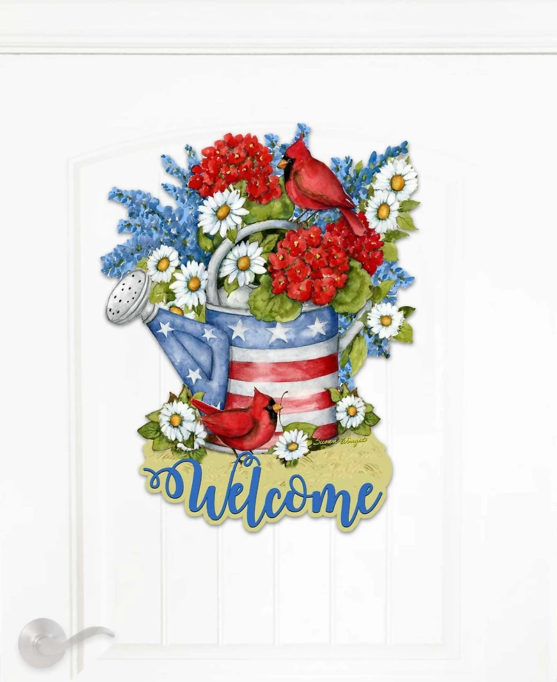 Designocracy Holiday Wooden Door Decor Wall Decor American Watering Can S. Winget